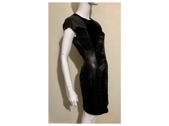 Prada Vestido de couro e veludo - vista 2