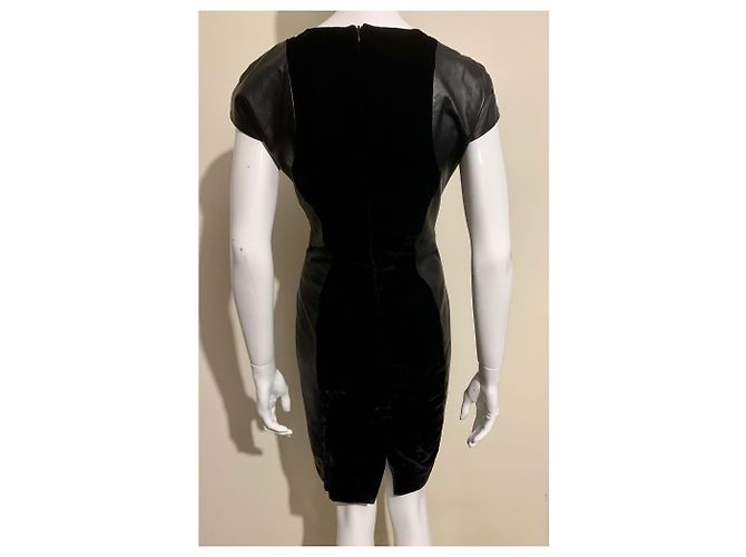 Prada Vestido de couro e veludo - vista 3