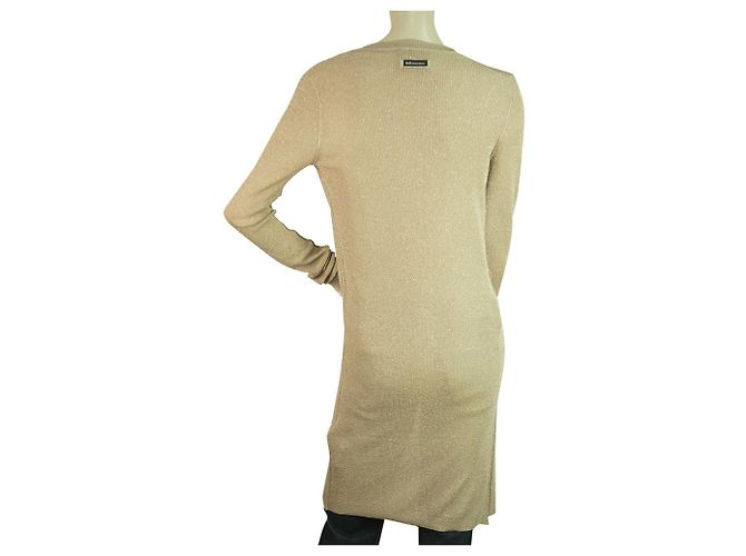 Dolce & Gabbana Gold Seidenstrickknopf Frontjacke Lange Strickjacke Cardi sz M. - Ansicht 2