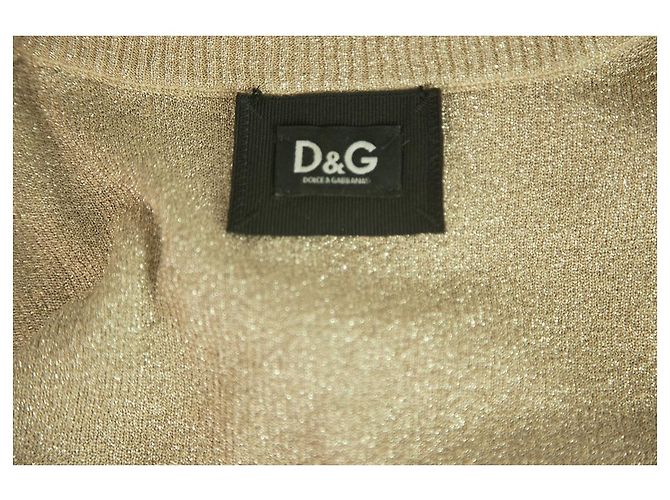 Dolce & Gabbana Gold Seidenstrickknopf Frontjacke Lange Strickjacke Cardi sz M. - Ansicht 3