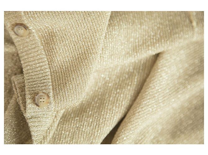 Dolce & Gabbana Gold Seidenstrickknopf Frontjacke Lange Strickjacke Cardi sz M. - Ansicht 5