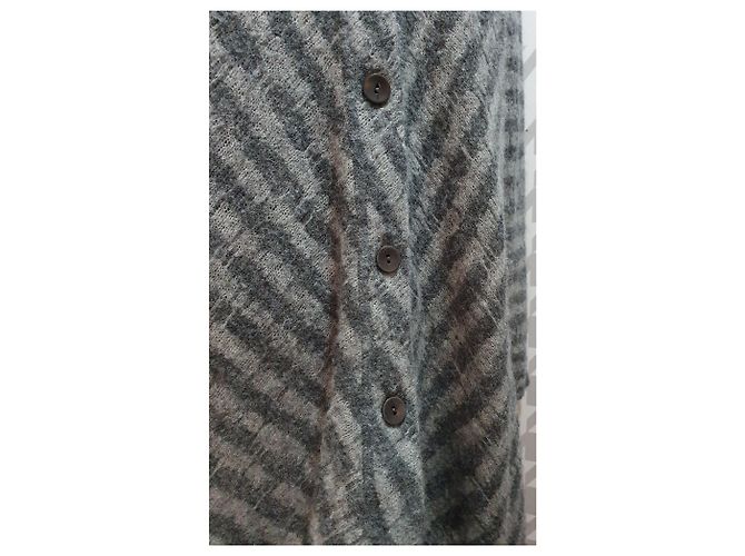Autre Marque Oska graue lange gestreifte Strickjacke Wolle Alpaka - Ansicht 4