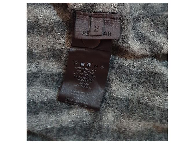 Autre Marque Oska graue lange gestreifte Strickjacke Wolle Alpaka - Ansicht 6