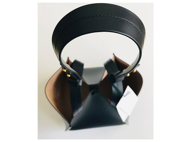 Sophie Hulme Bolso cubo grande de piel Negro Gold hardware - vista 10