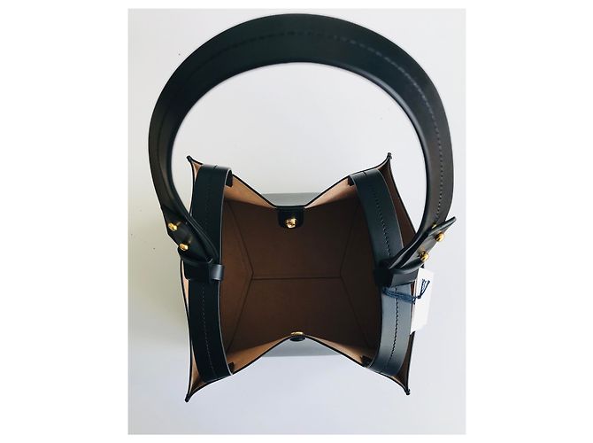 Sophie Hulme Bolso cubo grande de piel Negro Gold hardware - vista 13