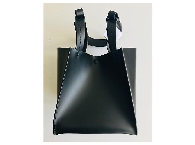 Sophie Hulme Bolso cubo grande de piel Negro Gold hardware - vista 15