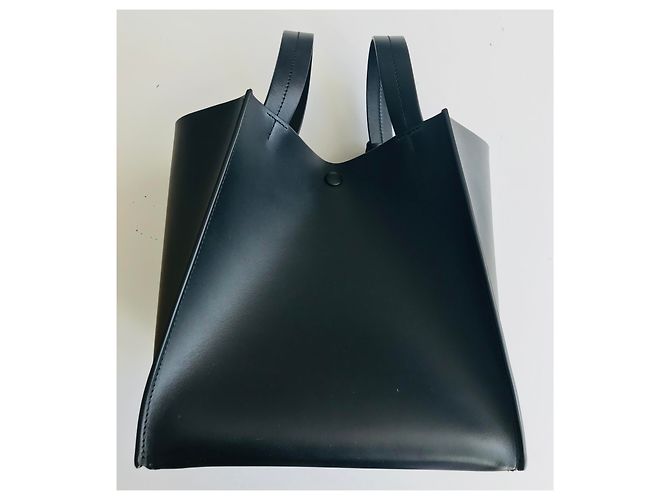 Sophie Hulme Bolso cubo grande de piel Negro Gold hardware - vista 16
