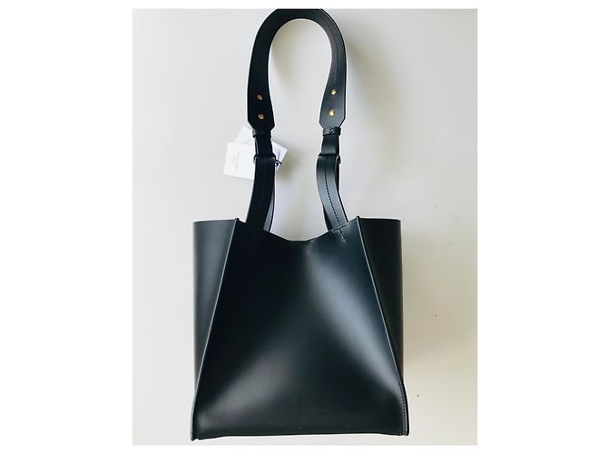 Sophie Hulme Bolso cubo grande de piel Negro Gold hardware - vista 2