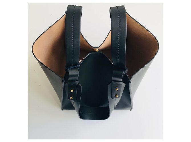 Sophie Hulme Bolso cubo grande de piel Negro Gold hardware - vista 20