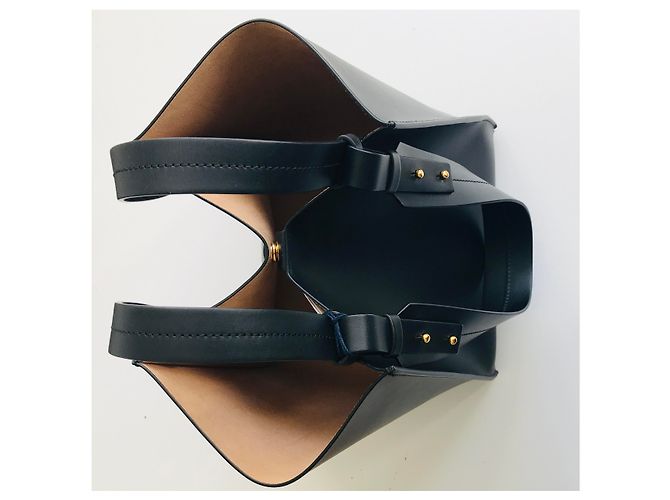 Sophie Hulme Bolso cubo grande de piel Negro Gold hardware - vista 21