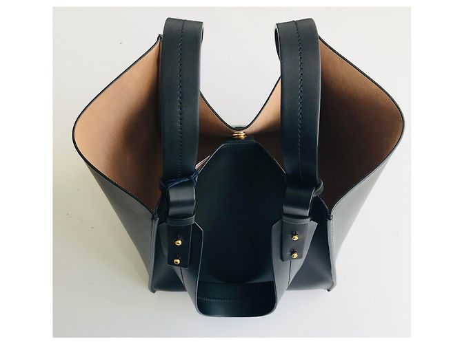 Sophie Hulme Bolso cubo grande de piel Negro Gold hardware - vista 22