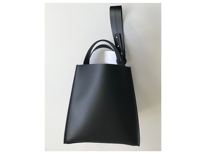 Sophie Hulme Bolso cubo grande de piel Negro Gold hardware - vista 23