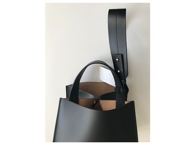 Sophie Hulme Bolso cubo grande de piel Negro Gold hardware - vista 24