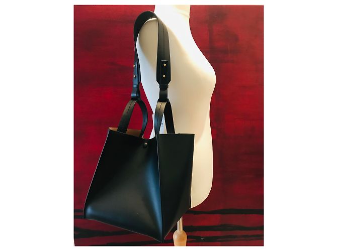 Sophie Hulme Bolso cubo grande de piel Negro Gold hardware - vista 26