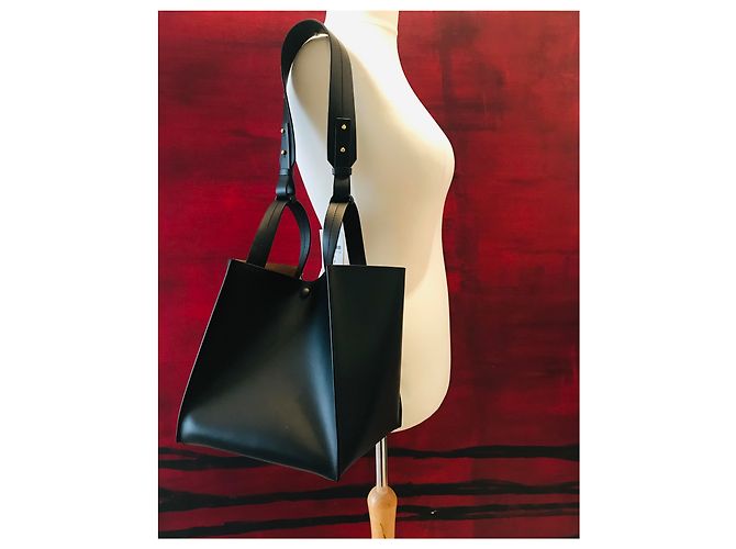 Sophie Hulme Bolso cubo grande de piel Negro Gold hardware - vista 27