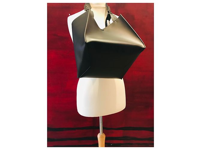 Sophie Hulme Bolso cubo grande de piel Negro Gold hardware - vista 29