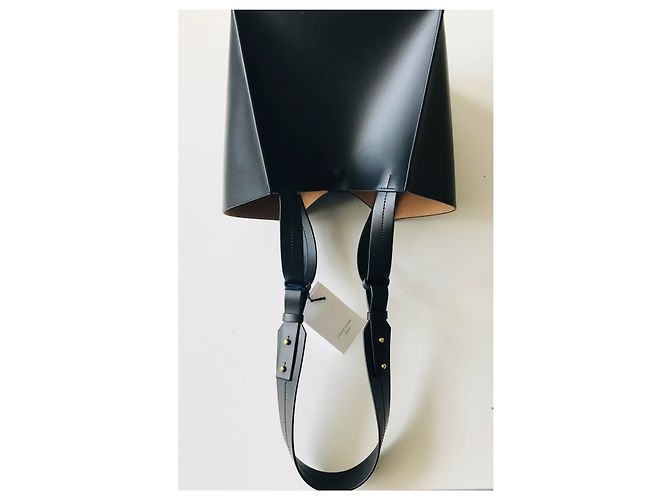 Sophie Hulme Bolso cubo grande de piel Negro Gold hardware - vista 3