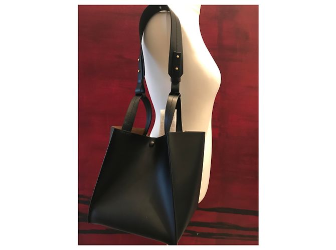 Sophie Hulme Bolso cubo grande de piel Negro Gold hardware - vista 32