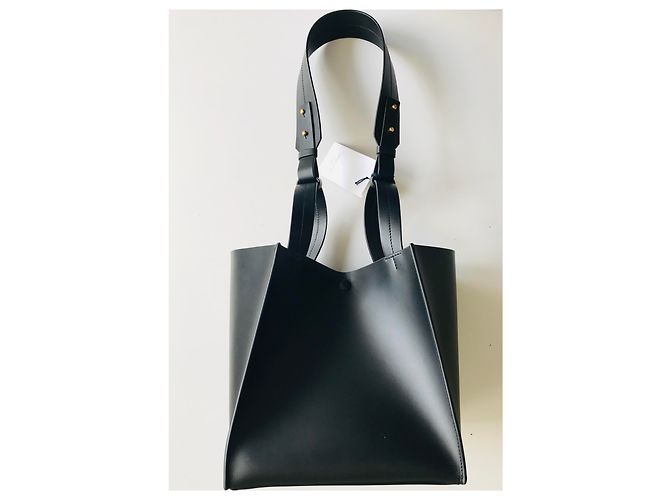 Sophie Hulme Bolso cubo grande de piel Negro Gold hardware - vista 33