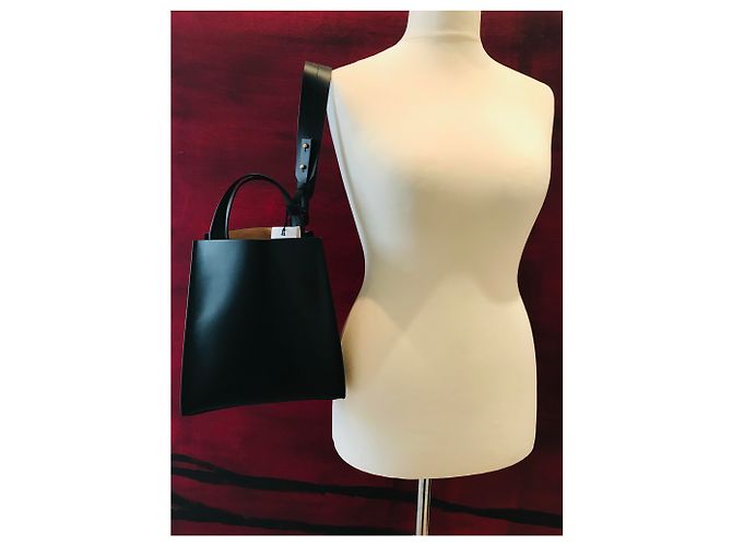 Sophie Hulme Bolso cubo grande de piel Negro Gold hardware - vista 34