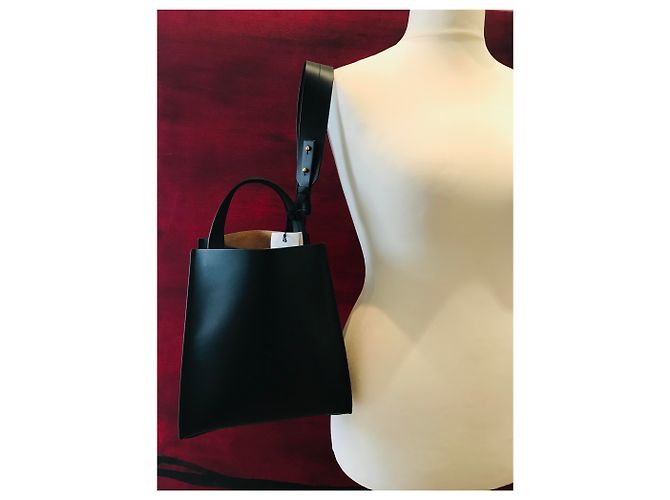 Sophie Hulme Bolso cubo grande de piel Negro Gold hardware - vista 35