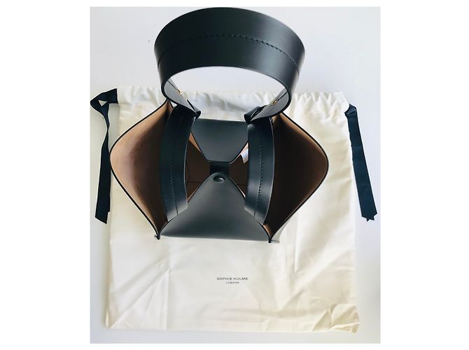 Sophie Hulme Bolso cubo grande de piel Negro Gold hardware - vista 36