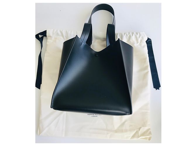 Sophie Hulme Bolso cubo grande de piel Negro Gold hardware - vista 37