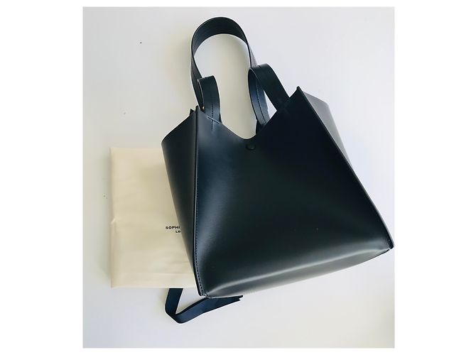 Sophie Hulme Bolso cubo grande de piel Negro Gold hardware - vista 38