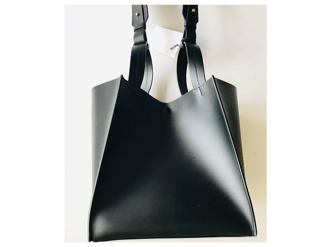 Sophie Hulme Bolso cubo grande de piel Negro Gold hardware - vista 4