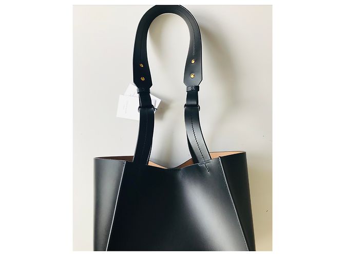 Sophie Hulme Bolso cubo grande de piel Negro Gold hardware - vista 7