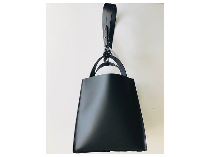 Sophie Hulme Bolso cubo grande de piel Negro Gold hardware - vista 9