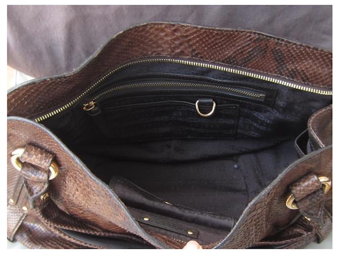 Sac à main Céline en python chocolat - vue 10