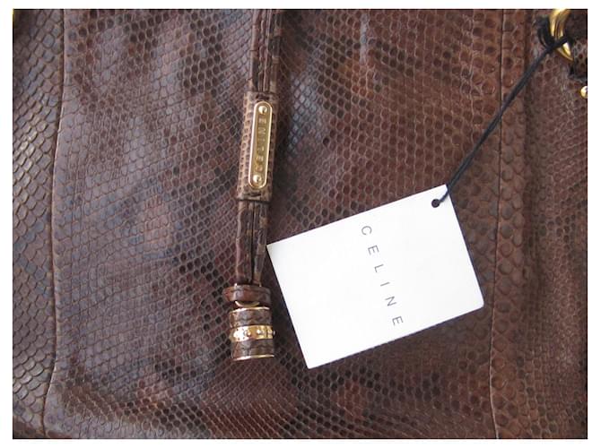 Sac à main Céline en python chocolat - vue 3
