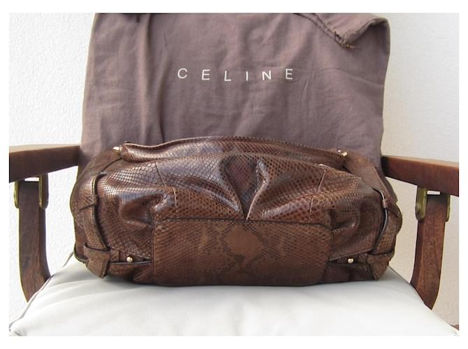 Sac à main Céline en python chocolat - vue 4