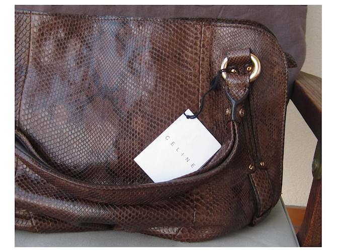 Sac à main Céline en python chocolat - vue 5