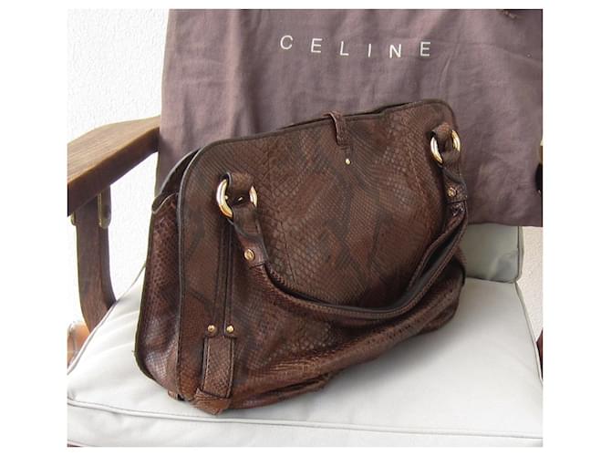 Sac à main Céline en python chocolat - vue 7