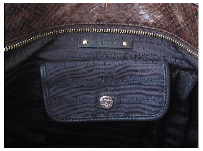 Sac à main Céline en python chocolat - vue 9