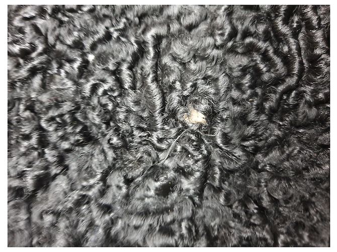 Autre Marque Abrigo de astracán negro con cuello de pelo - vista 2