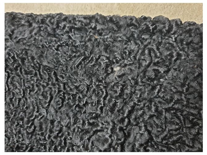 Autre Marque Abrigo de astracán negro con cuello de pelo - vista 3