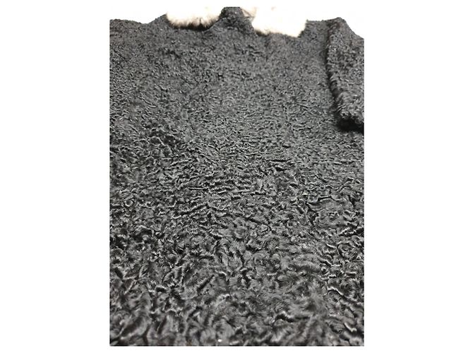 Autre Marque Abrigo de astracán negro con cuello de pelo - vista 8
