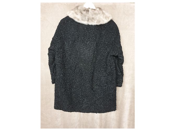 Autre Marque Abrigo de astracán negro con cuello de pelo - vista 9