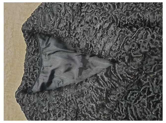 Autre Marque Manteau en fourrure astrakhan noir - vue 4