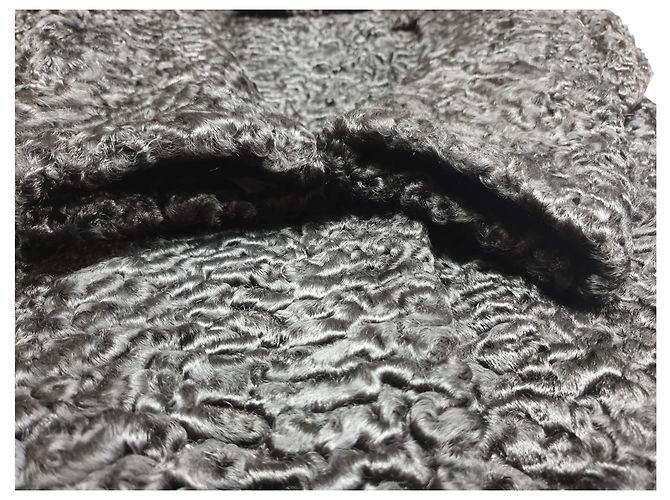 Autre Marque Manteau en fourrure astrakhan noir - vue 5