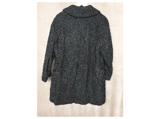 Autre Marque Manteau en fourrure astrakhan noir - vue 8