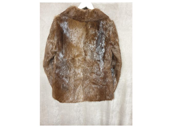 Autre Marque Abrigo pea coat de piel de castor marrón Castaño - vista 2