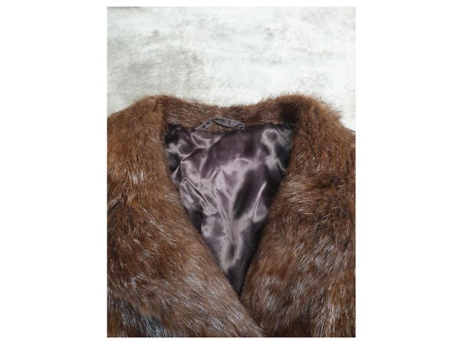 Autre Marque Abrigo pea coat de piel de castor marrón Castaño - vista 5
