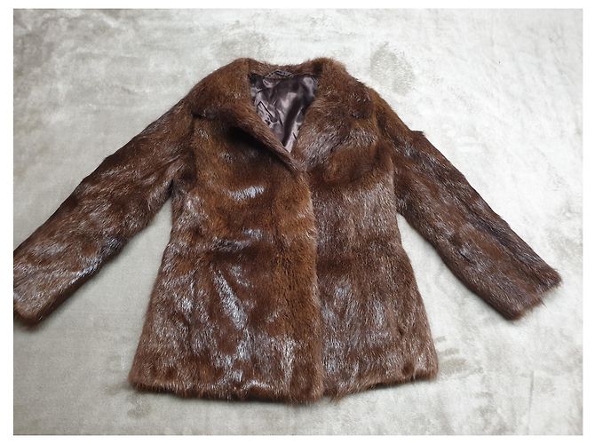 Autre Marque Abrigo pea coat de piel de castor marrón Castaño - vista 7