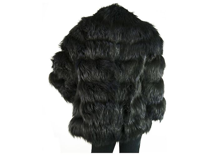 MANZARI Silver Fox Pelzjacke in erstaunlicher Mitternachtsblau-Farbe! Größe 40 Schwarz - Ansicht 2