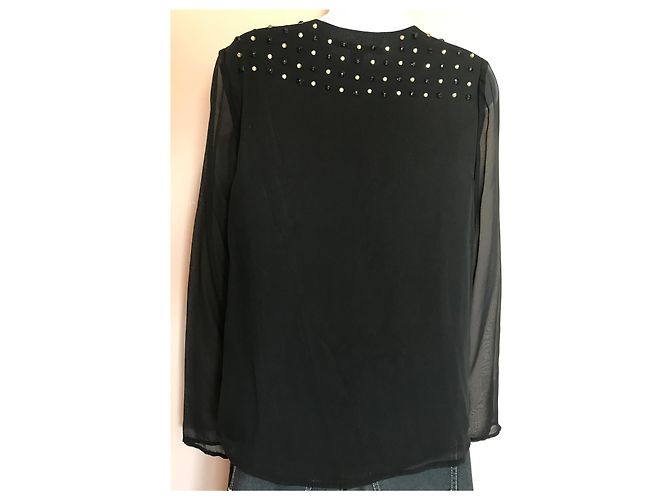 Blusa Diane Von Furstenberg in seta nera con strass Nero - vista 10