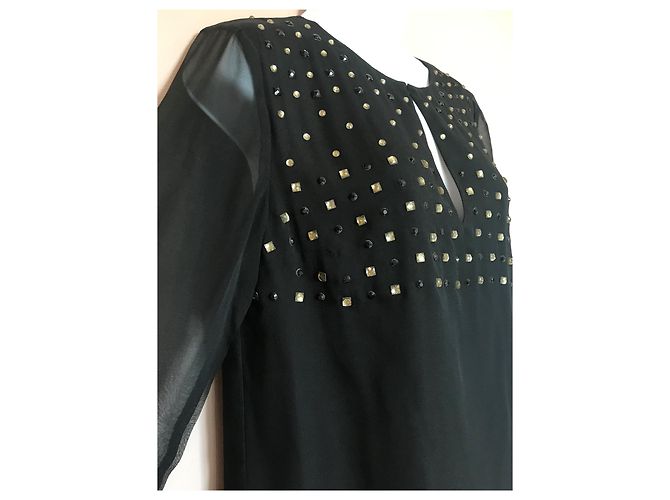 Blusa Diane Von Furstenberg in seta nera con strass Nero - vista 3